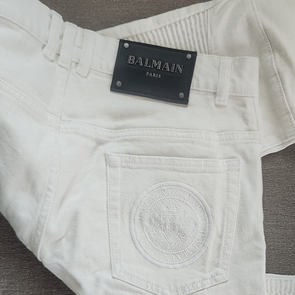 Balmain Slim Straight Jeans - Cream
